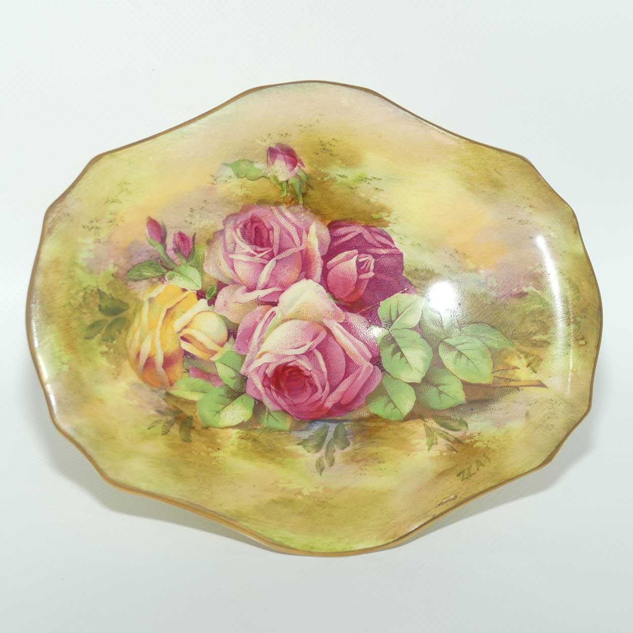 Royal Winton handpainted Roses decorated comport | signed Z Cas