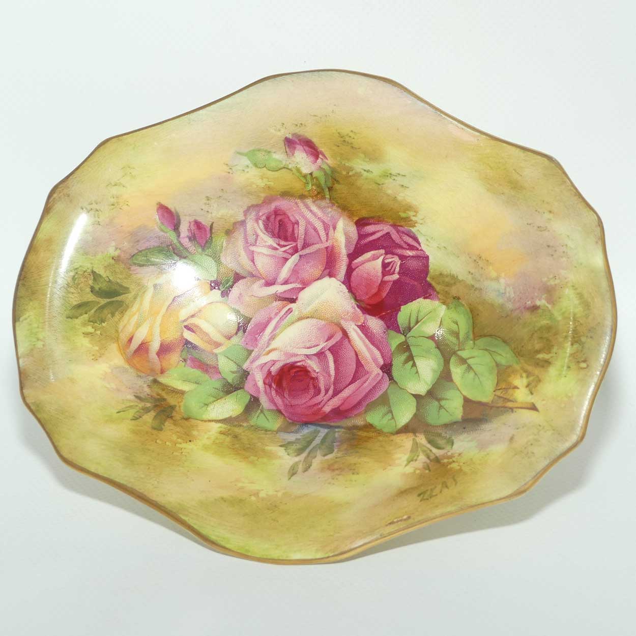 Royal Winton handpainted Roses decorated comport | signed Z Cas