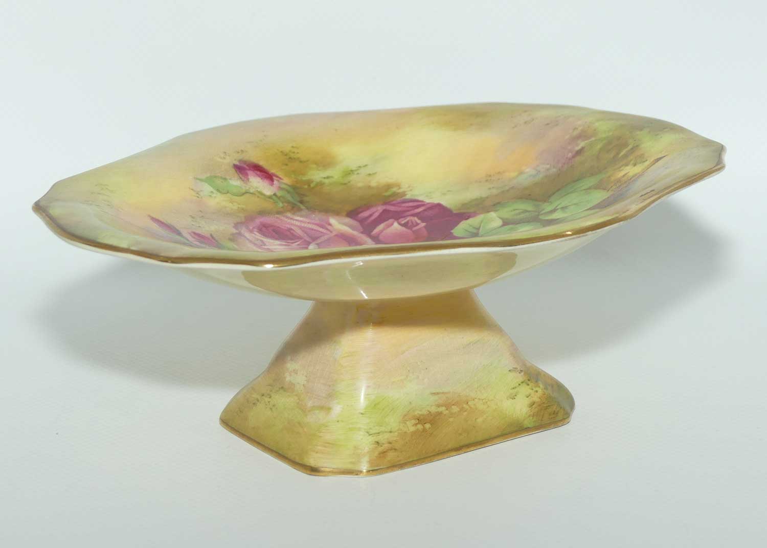 Royal Winton handpainted Roses decorated comport | signed Z Cas