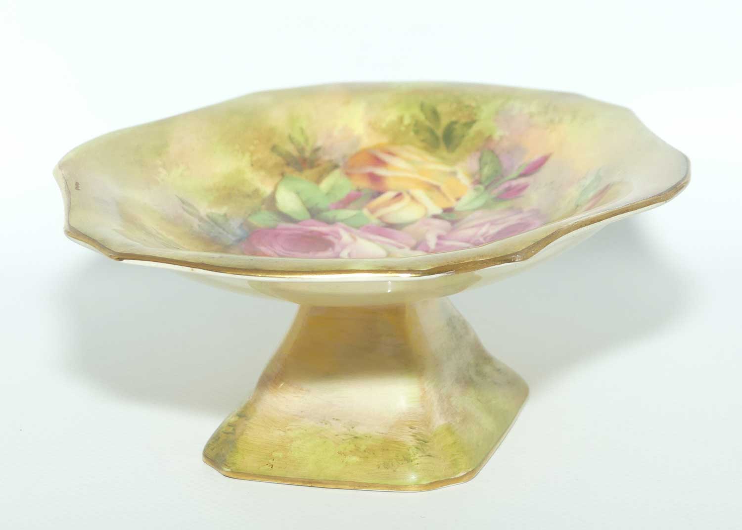 Royal Winton handpainted Roses decorated comport | signed Z Cas