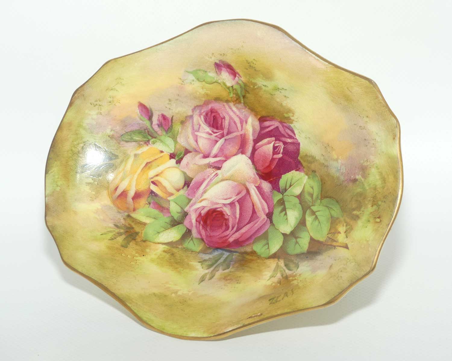 Royal Winton handpainted Roses decorated comport | signed Z Cas