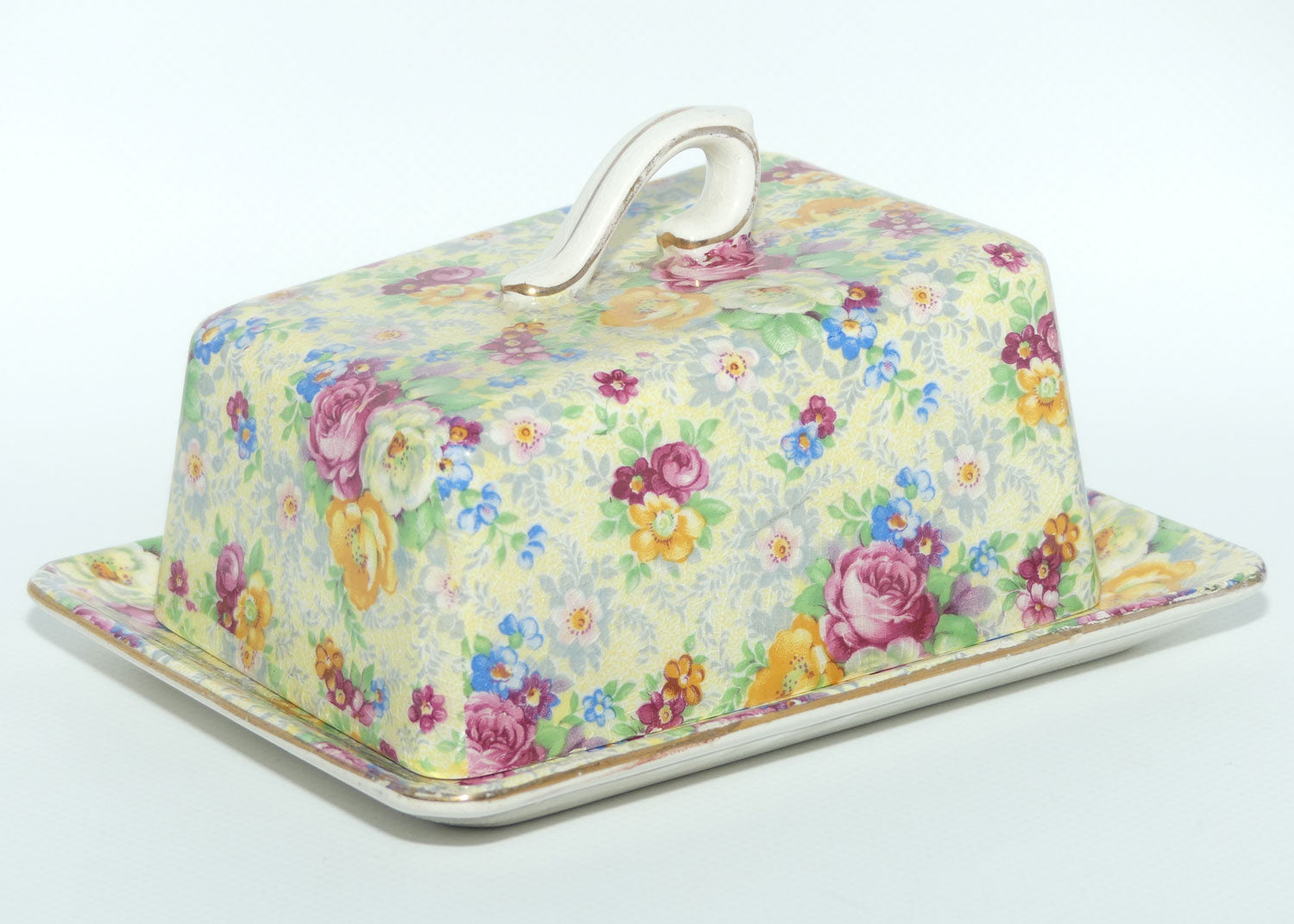 Lord Nelson Ware England Rose Time pattern butter dish and cover