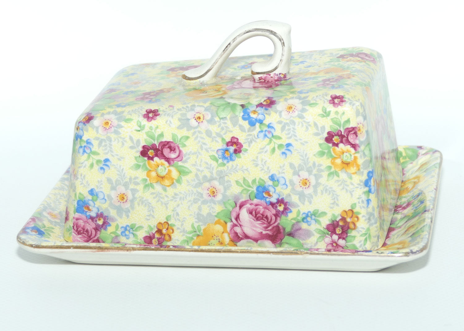 Lord Nelson Ware England Rose Time pattern butter dish and cover