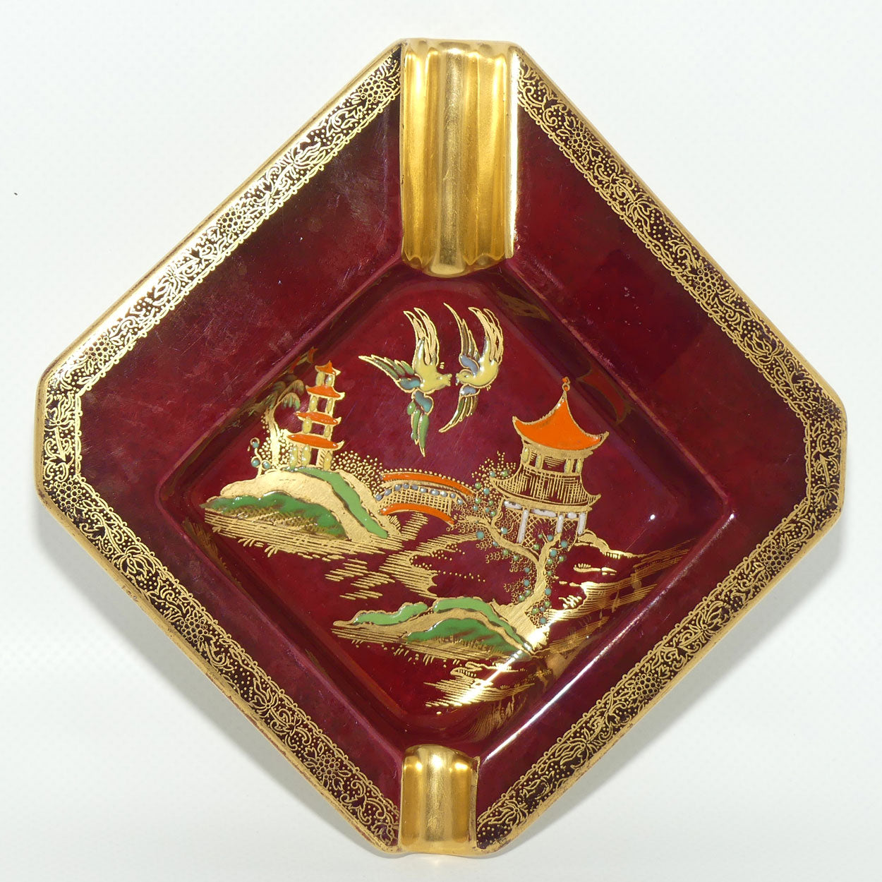 Carlton Ware Rouge Royale Pagoda ashtray | 12.5cm square