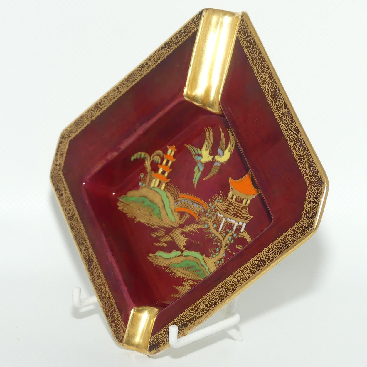 Carlton Ware Rouge Royale Pagoda ashtray | 12.5cm square