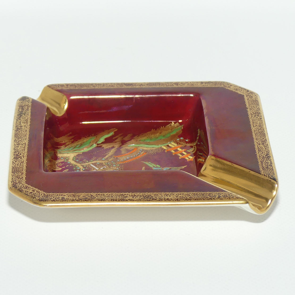 Carlton Ware Rouge Royale Pagoda ashtray | 12.5cm square