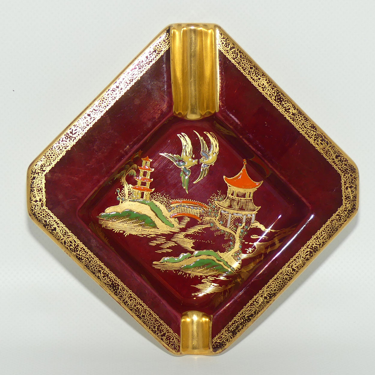 Carlton Ware Rouge Royale Pagoda ashtray | 12.5cm square