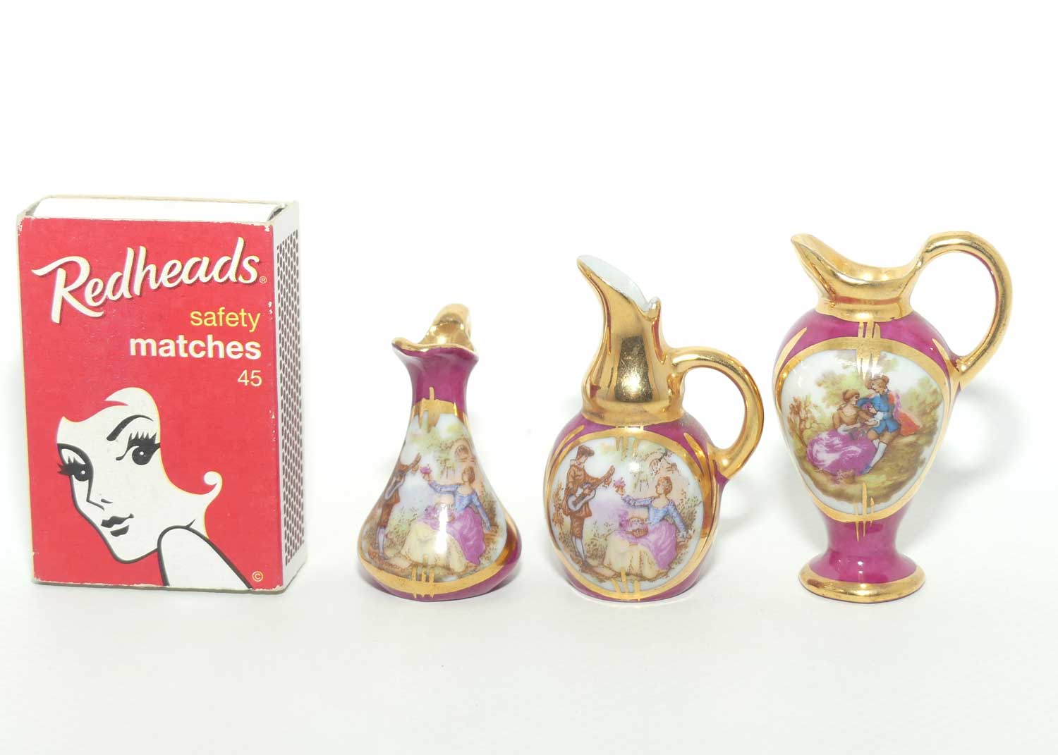 Limoges France collection of 3 miniature ewers | Rouge