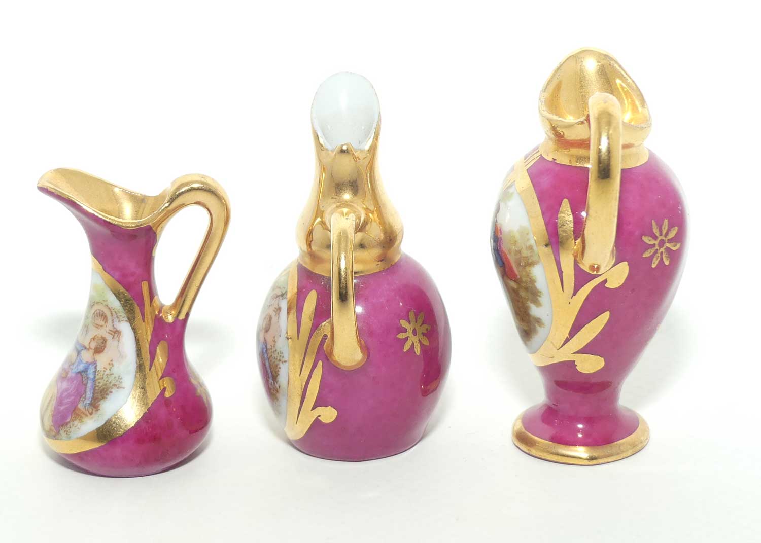 Limoges France collection of 3 miniature ewers | Rouge