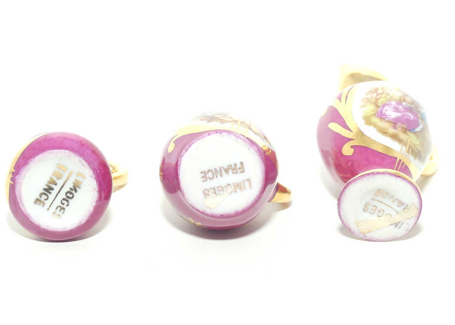 Limoges France collection of 3 miniature ewers | Rouge