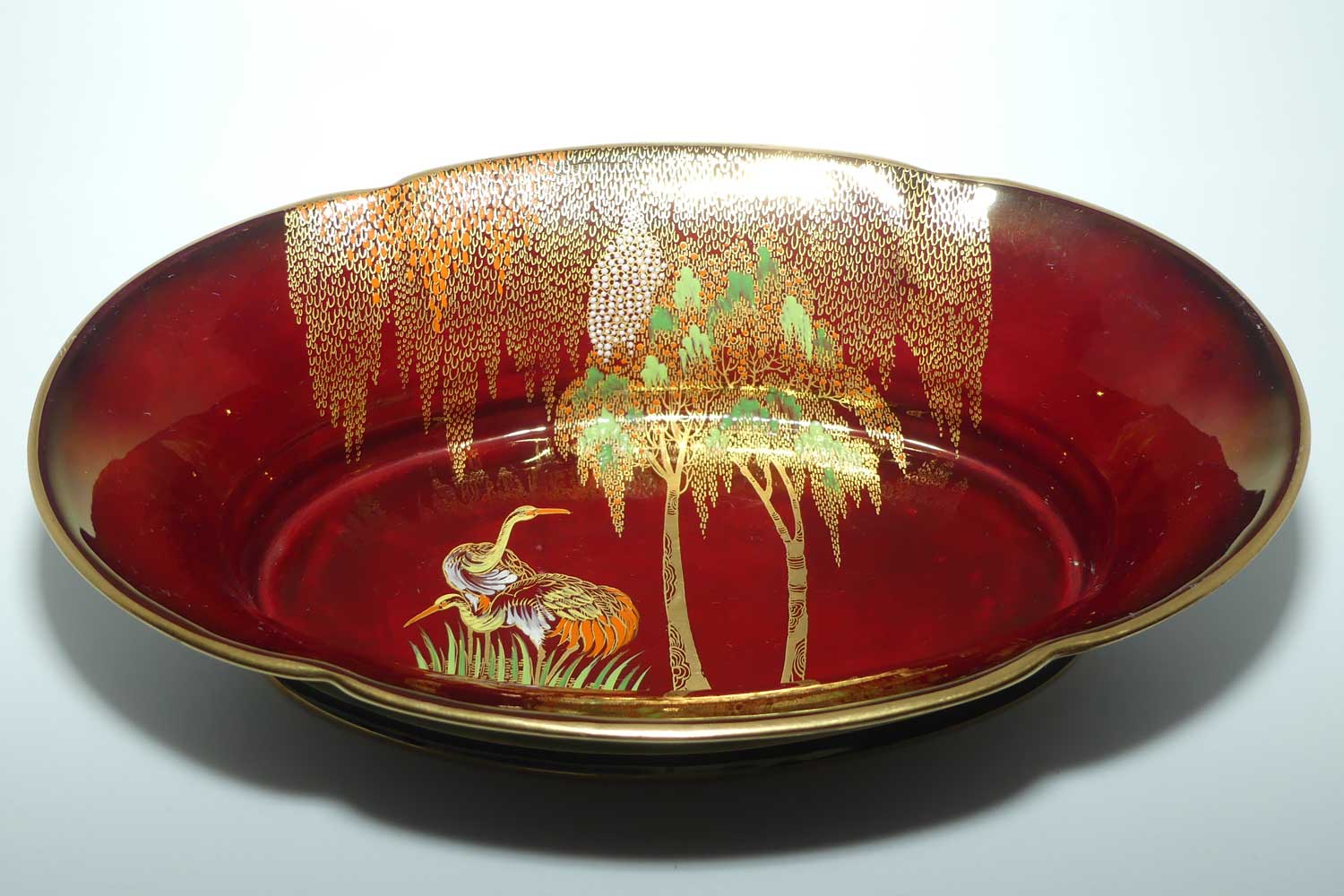 Carlton Ware Rouge Royale Cranes very deep bowl | 27.5cm wide