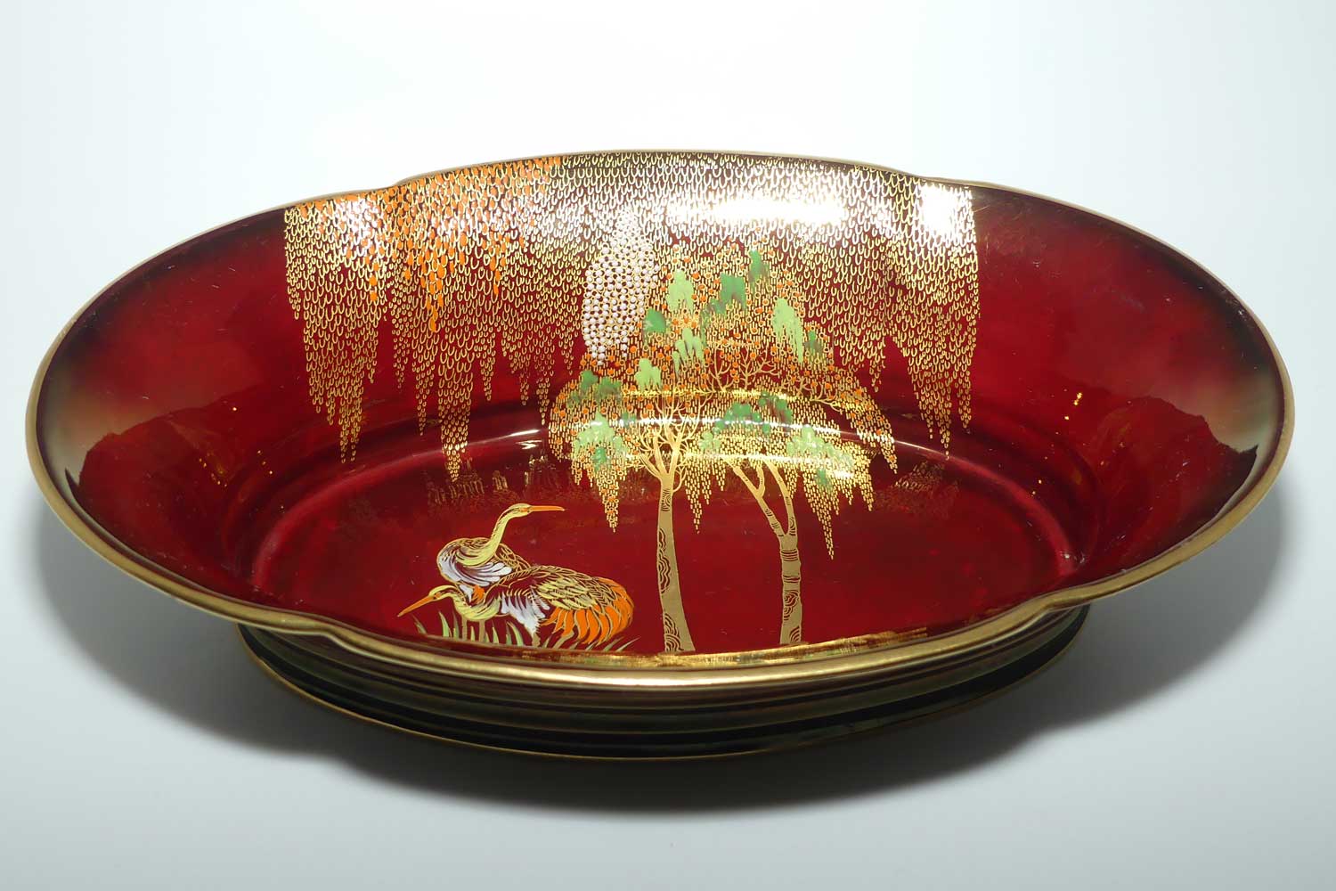 Carlton Ware Rouge Royale Cranes very deep bowl | 27.5cm wide
