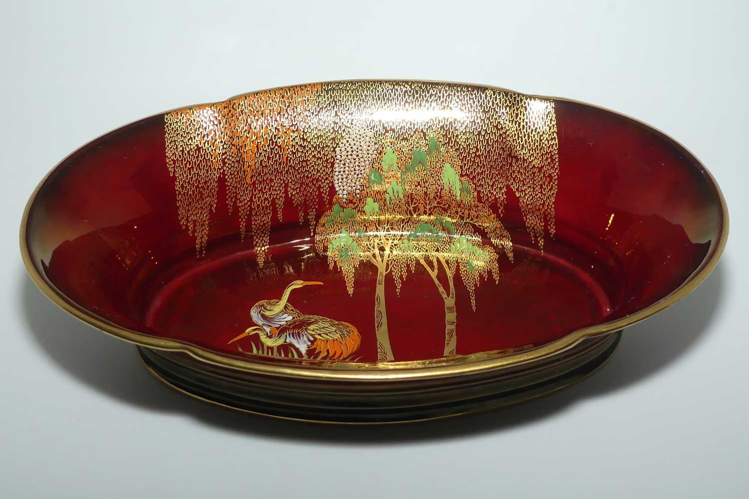 Carlton Ware Rouge Royale Cranes very deep bowl