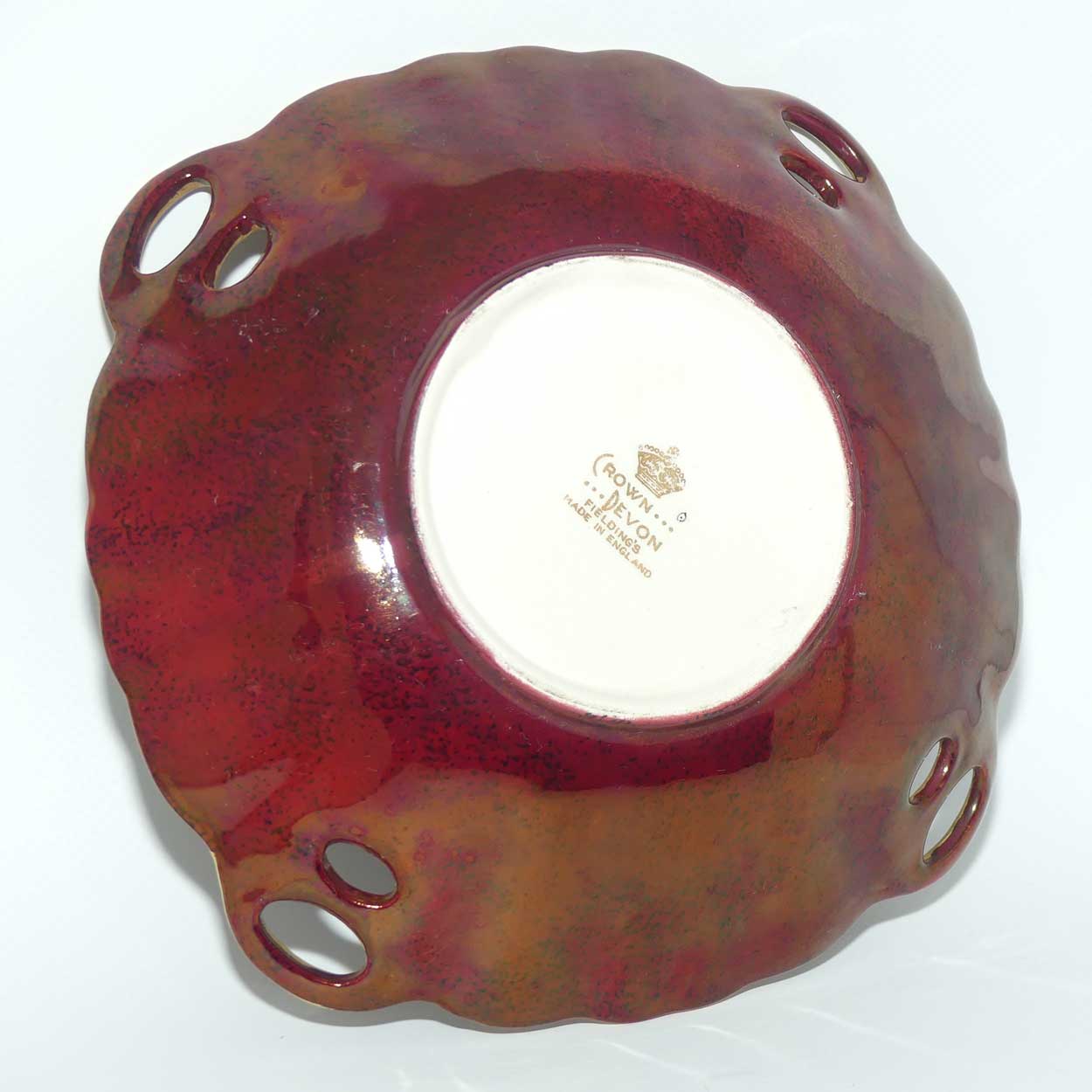 Crown Devon Fieldings Rouge Dragon square bowl with 4 handles | 19cm