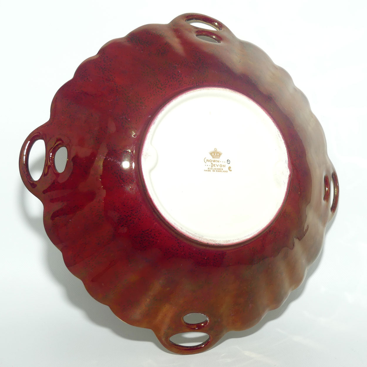Crown Devon Fieldings Rouge Duelling Dragons square bowl with 4 handles