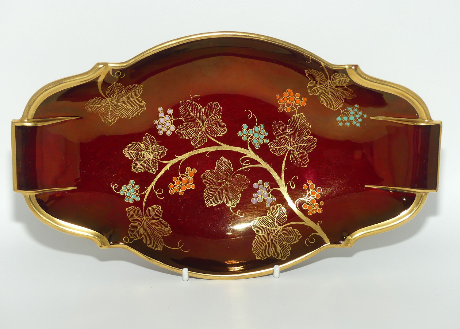 Carlton Ware Rouge Royale Grape and Trailing Vine oval tray | 26.5cm wide