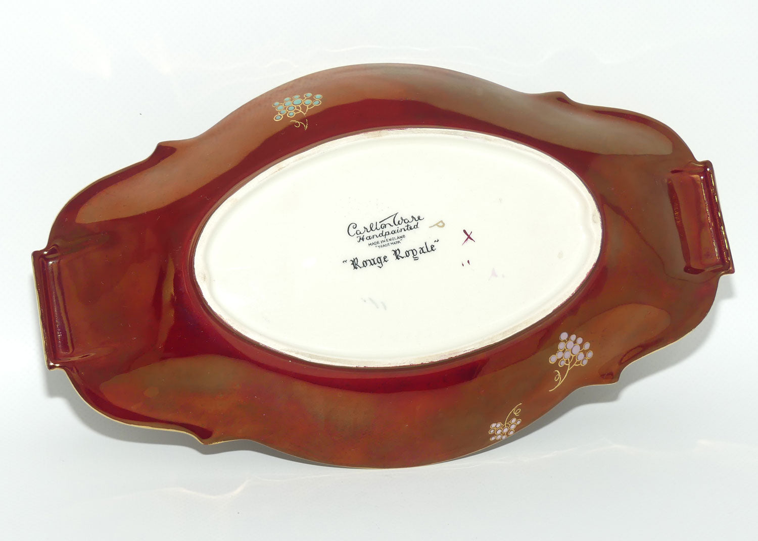 Carlton Ware Rouge Royale Grape and Trailing Vine oval tray | 26.5cm wide