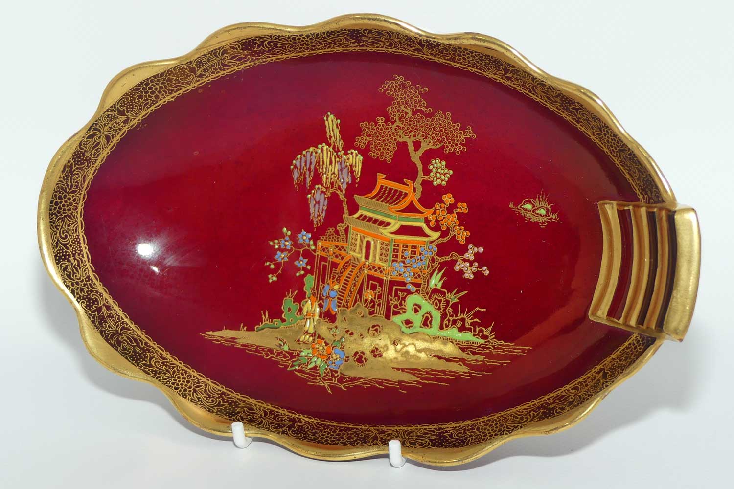 Carlton Ware Rouge Royale Pagoda pattern oval bowl | 22cm wide