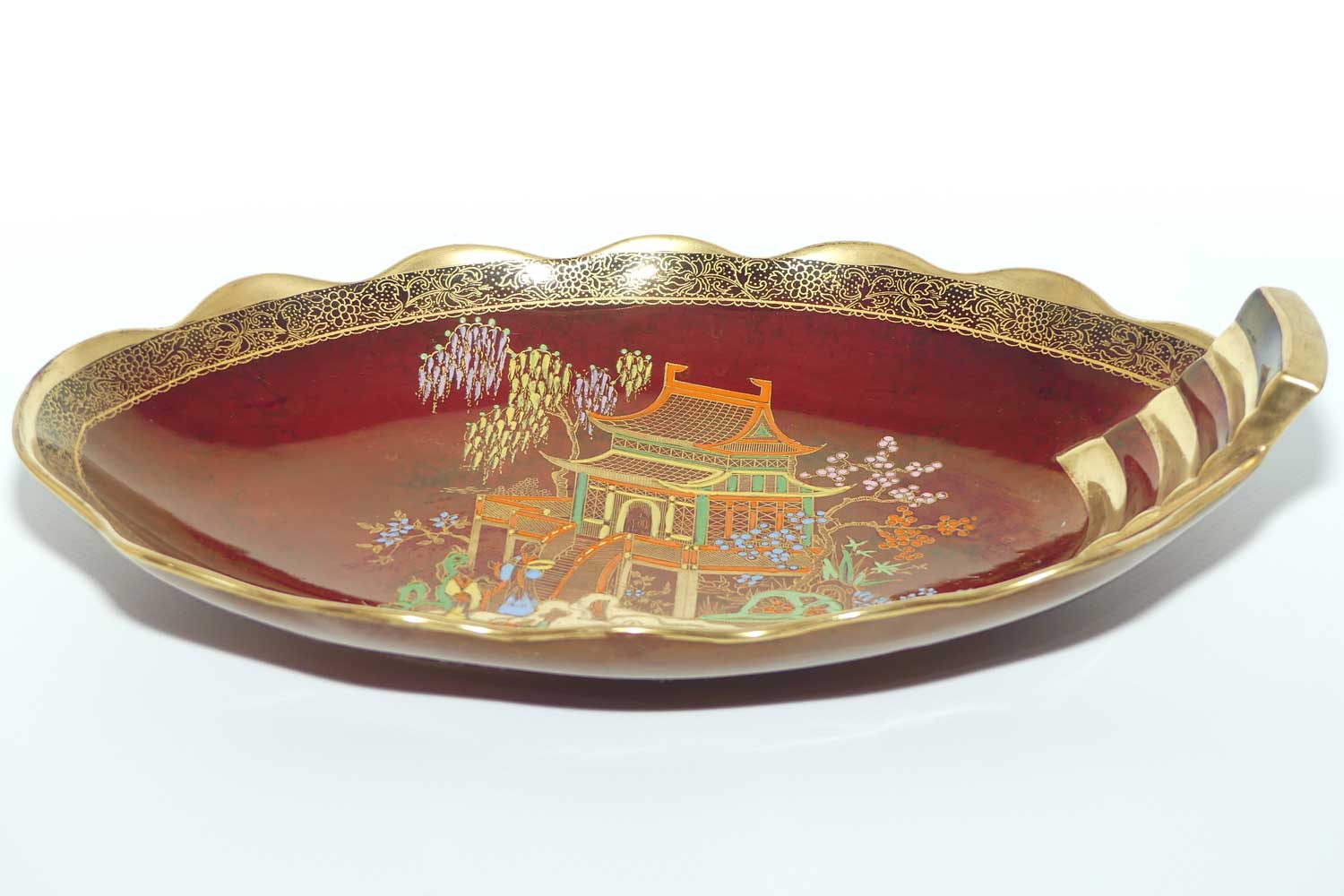 Carlton Ware Rouge Royale Pagoda pattern oval bowl | 26cm wide