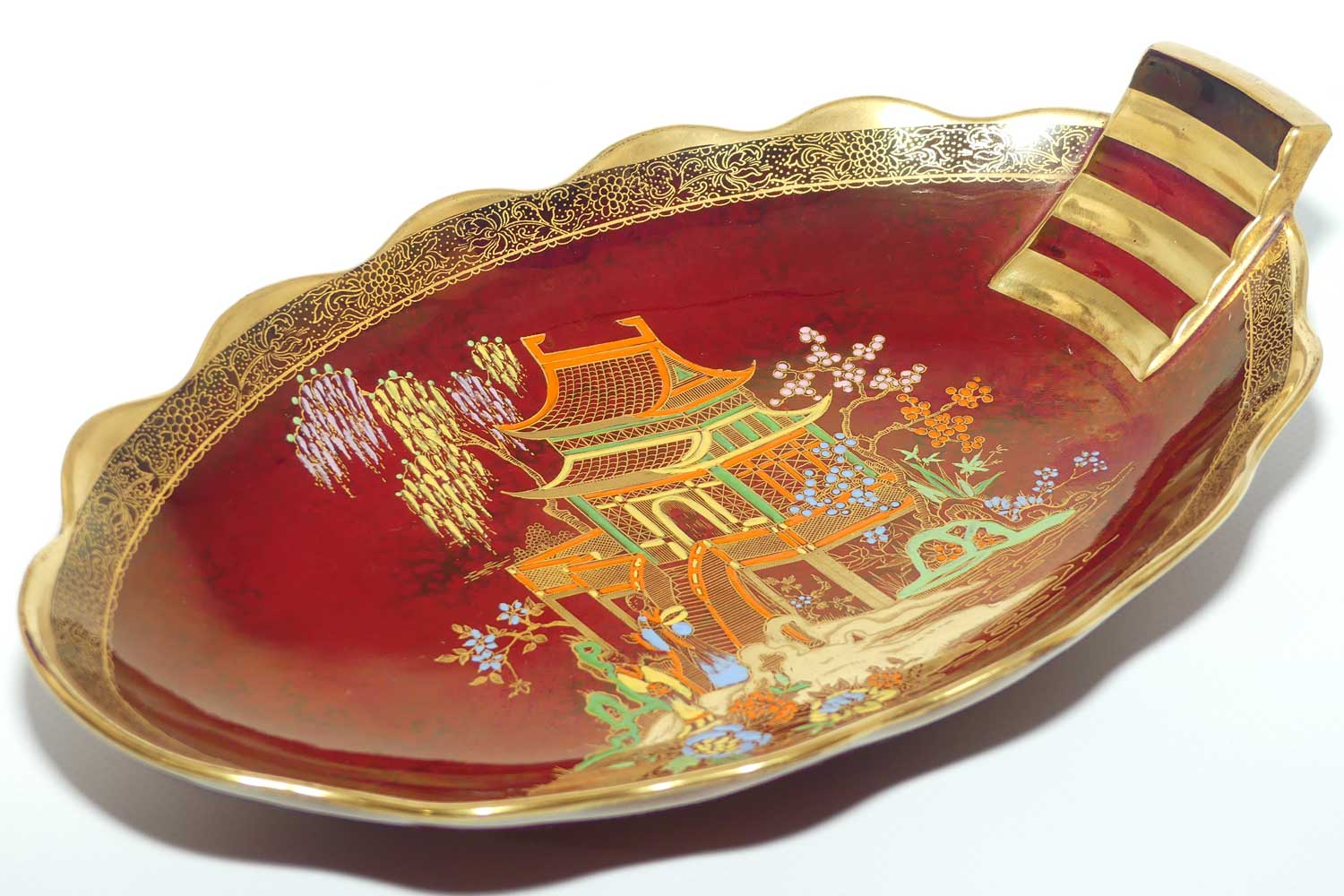 Carlton Ware Rouge Royale Pagoda pattern oval bowl | 26cm wide