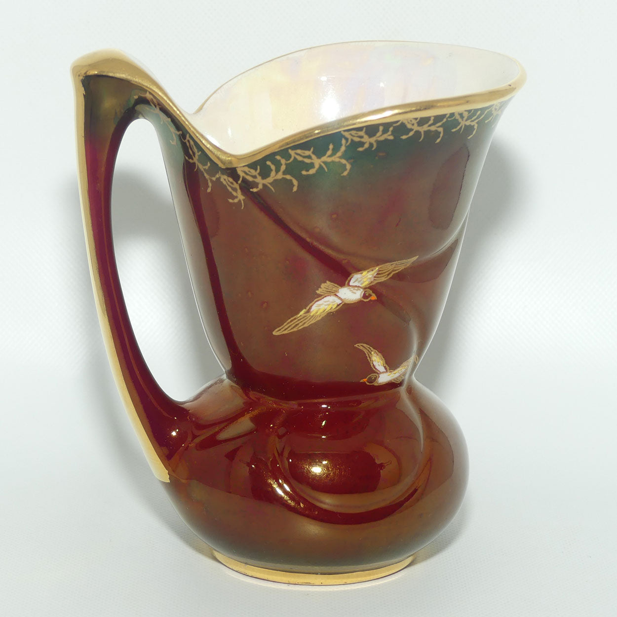 Crown Devon Fieldings Rouge Tall Ships design jug | signed D Cole | 12.5cms