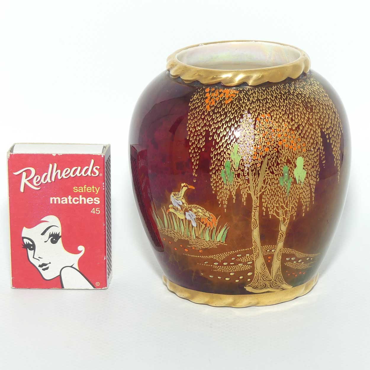 Carlton Ware Rouge Gilt rim small vase | Storks