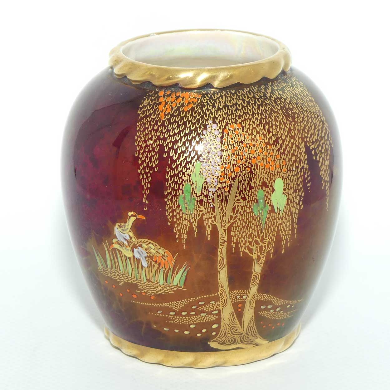 Carlton Ware Rouge Gilt rim small vase | Storks