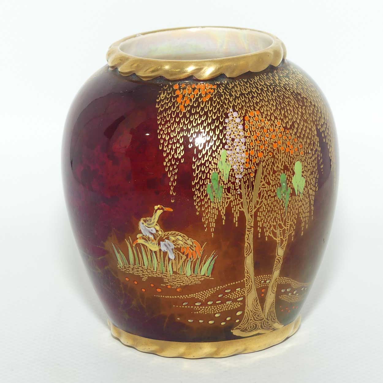 Carlton Ware Rouge Gilt rim small vase | Storks