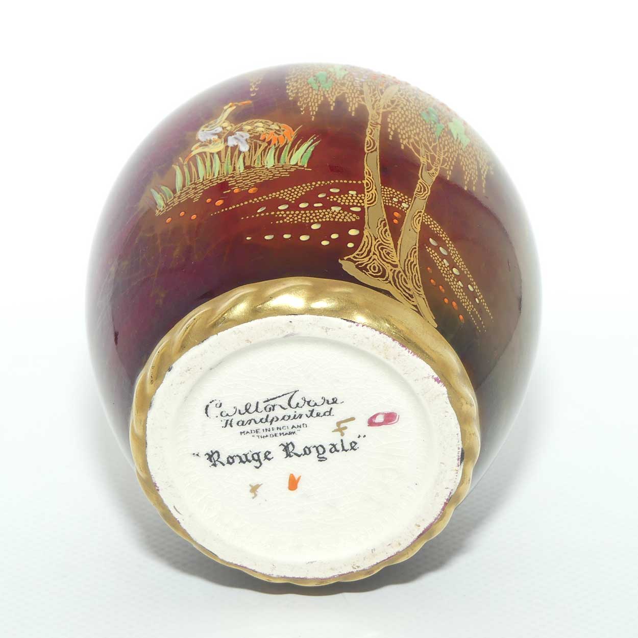 Carlton Ware Rouge Gilt rim small vase | Storks