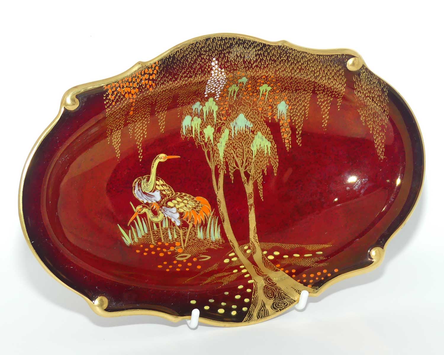 Carlton Ware Rouge Royale Cranes oval bowl | 2 Birds | 21cm wide