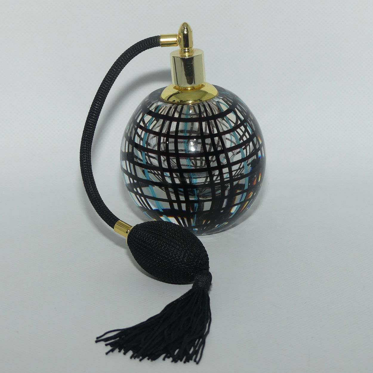 Vintage Art Glass Perfume Atomiser | Superb Criss Cross Grid design