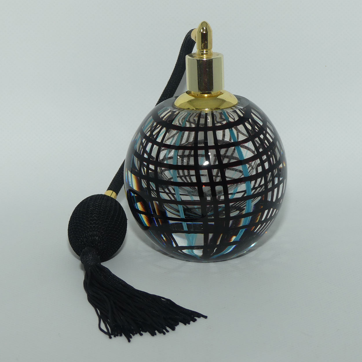 Vintage Art Glass Perfume Atomiser | Superb Criss Cross Grid design