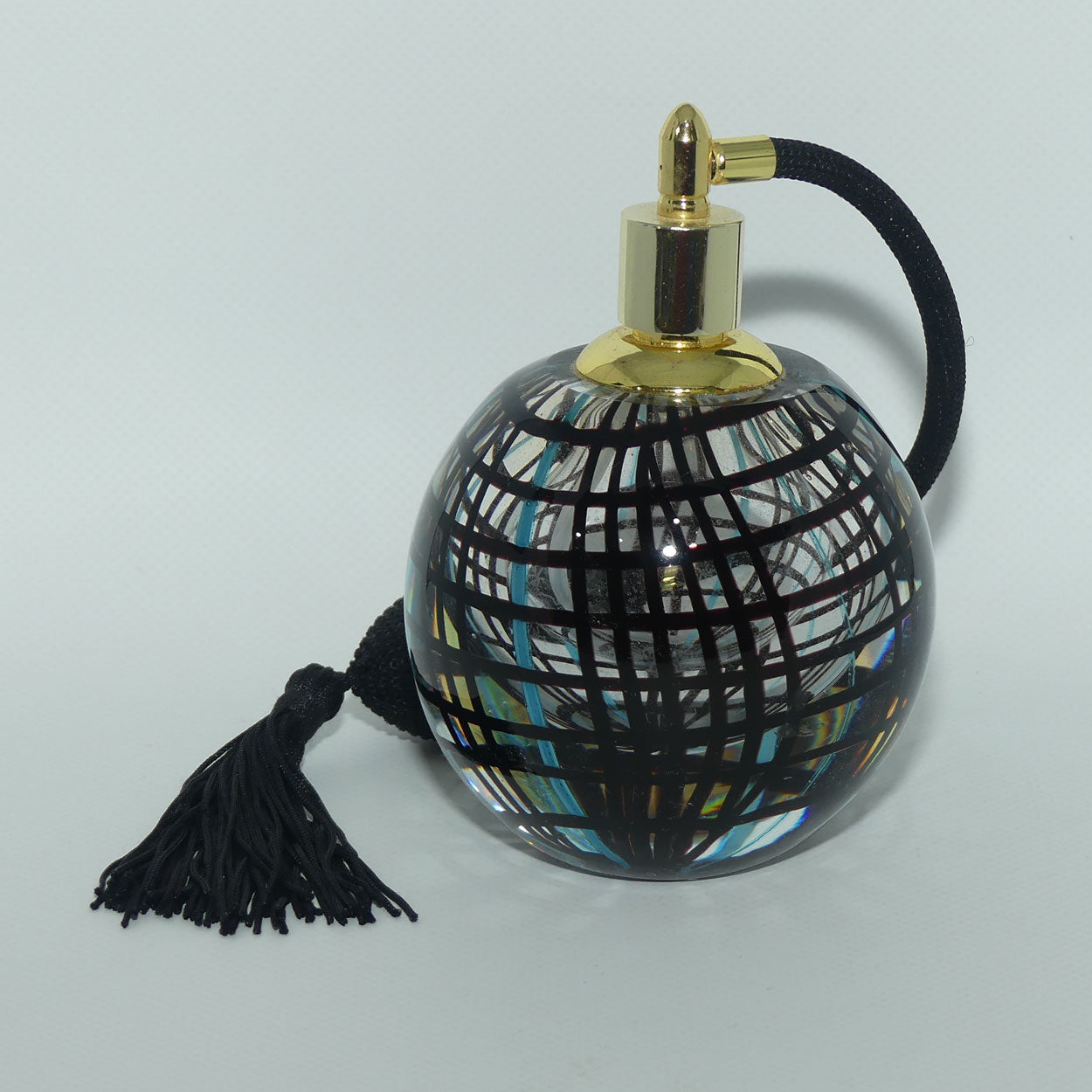 Vintage Art Glass Perfume Atomiser | Superb Criss Cross Grid design