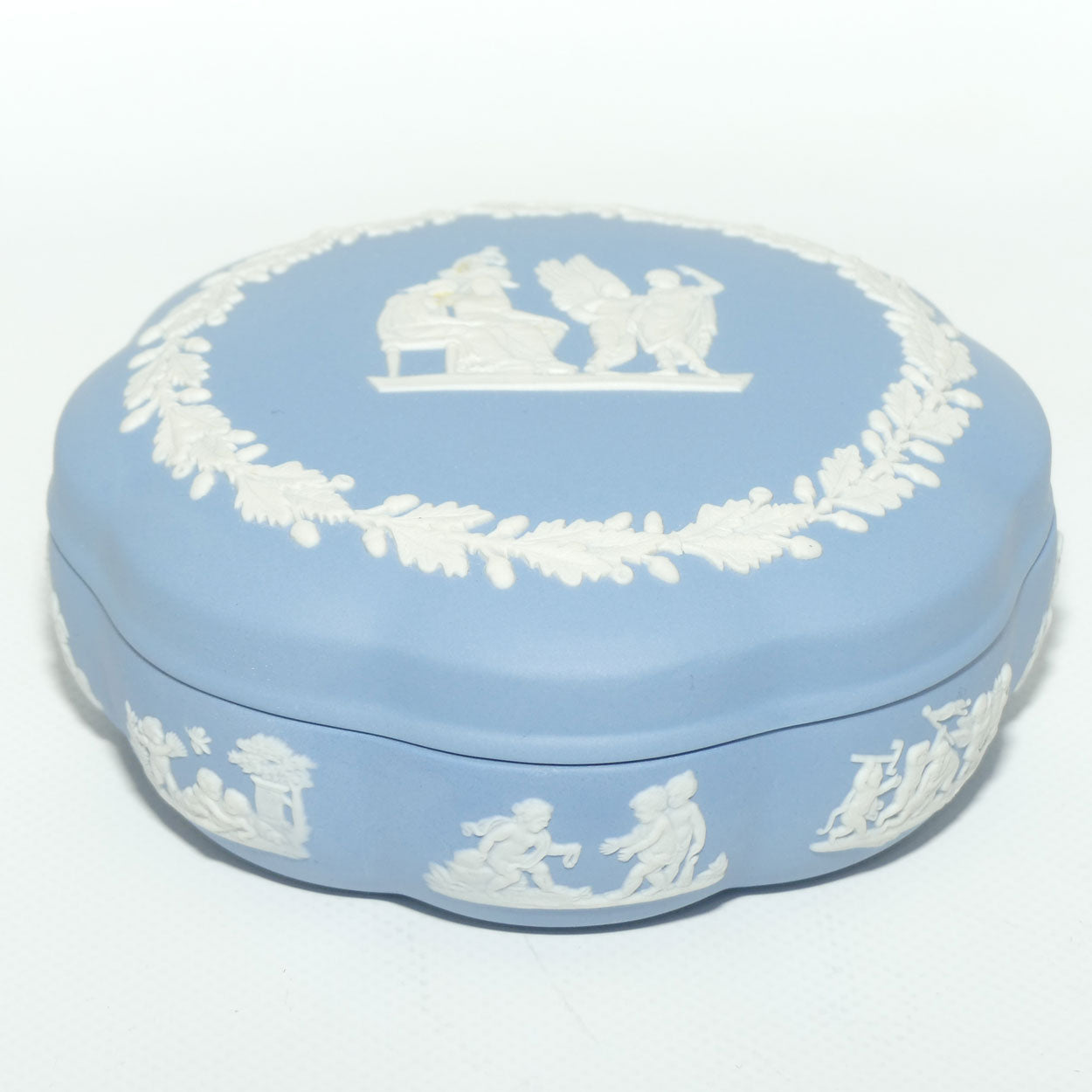 Wedgwood Jasper | White on Pale Blue | Mythology scene large trinket box | #2