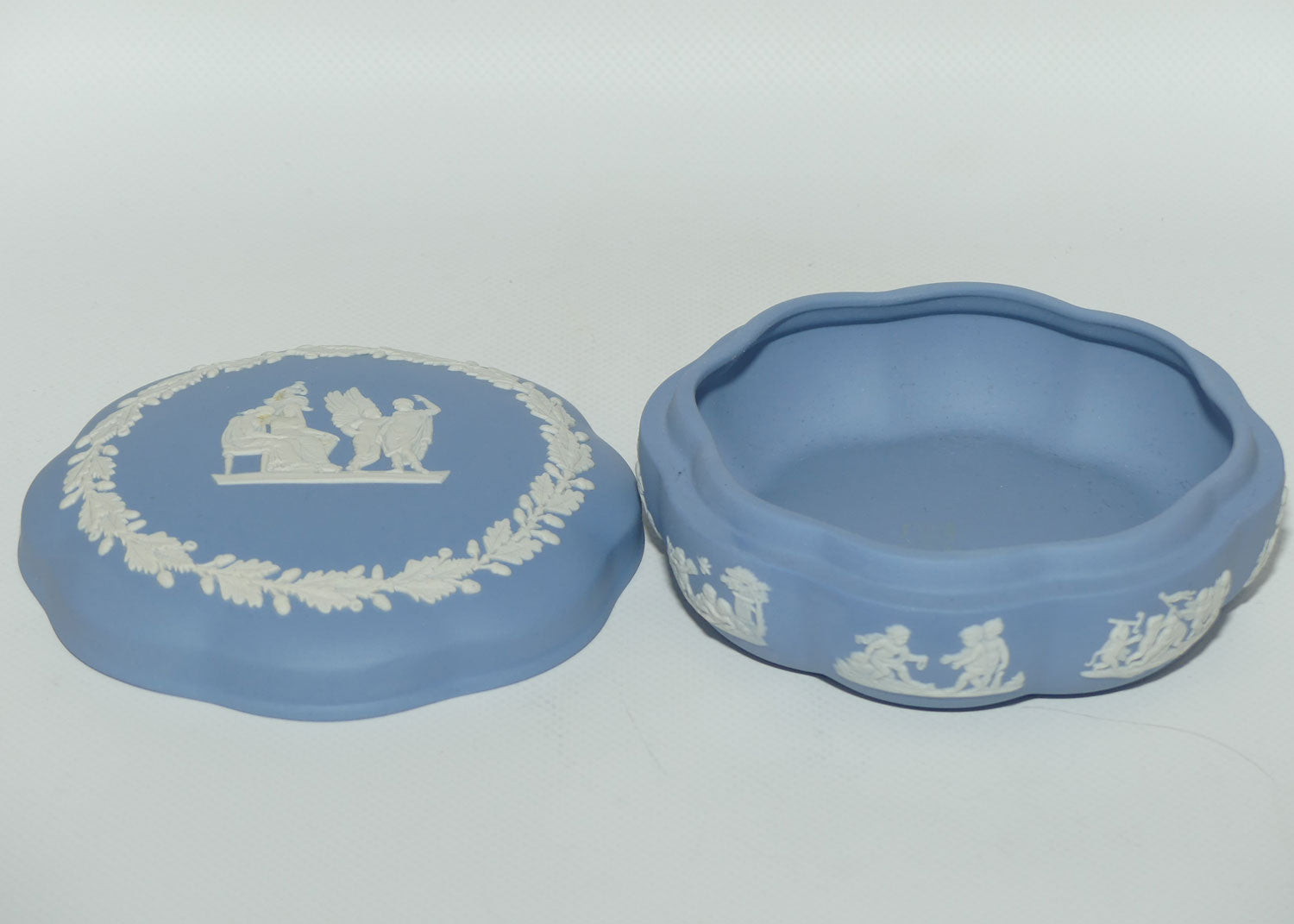 Wedgwood Jasper | White on Pale Blue | Mythology scene large trinket box | #2