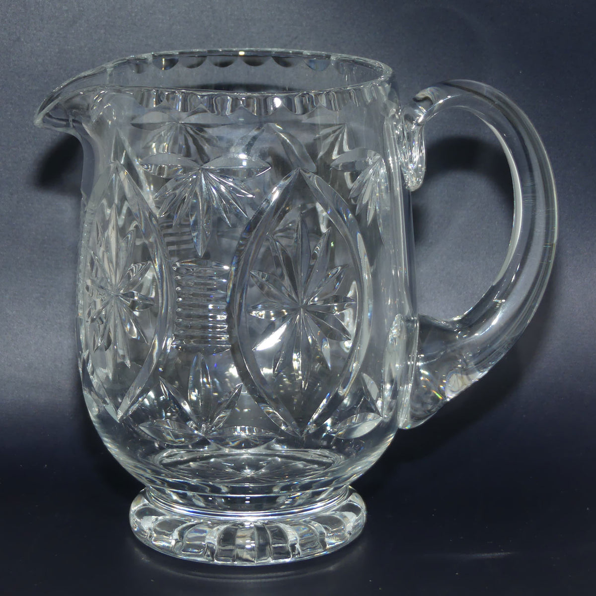 Webb Corbett Crystal | Beautifully facetted Star pattern round body Crystal water jug