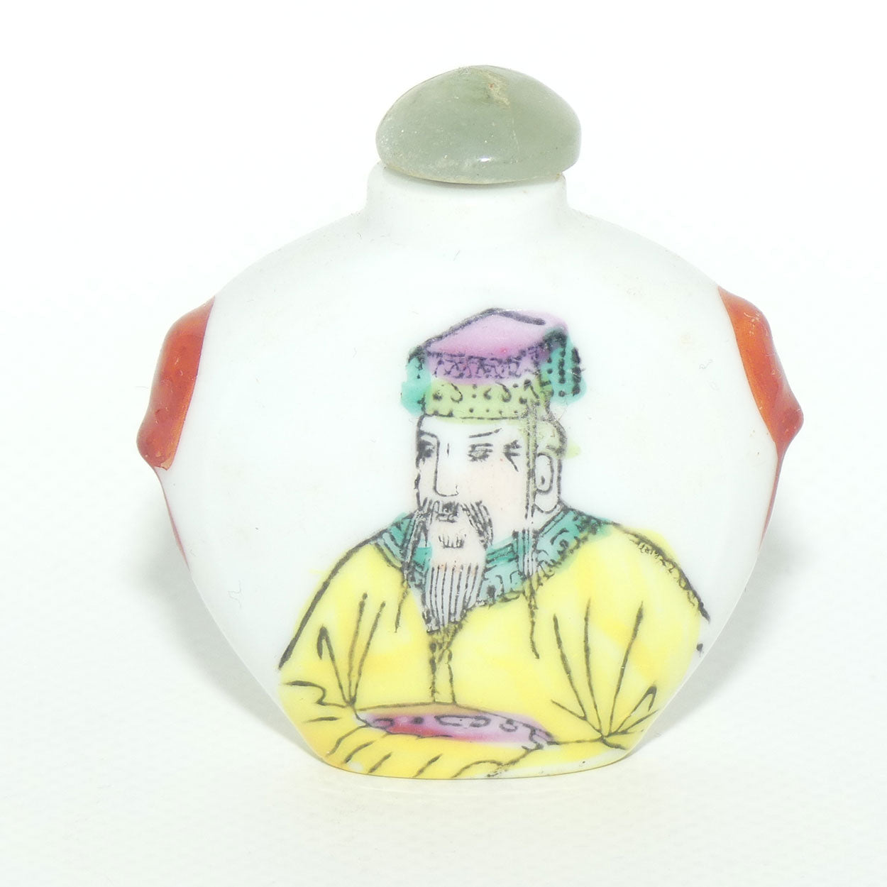 Chinese Snuff bottle | Round | Emporer both sides with Green stopper
