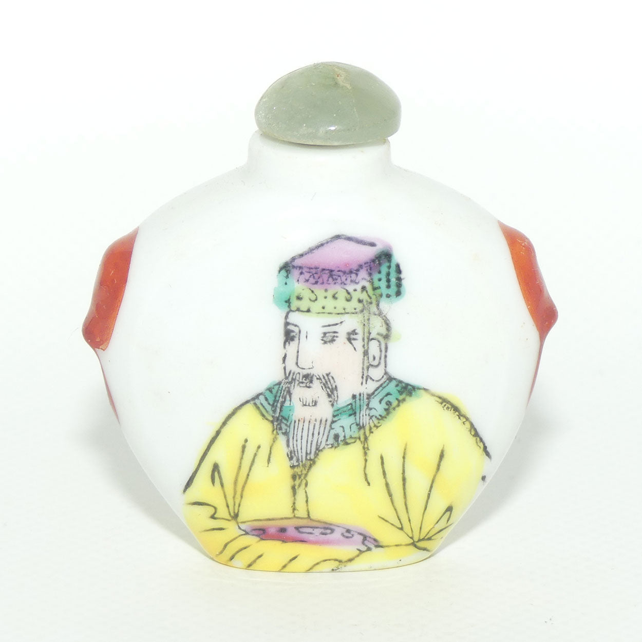 Chinese Snuff bottle | Round | Emporer both sides with Green stopper