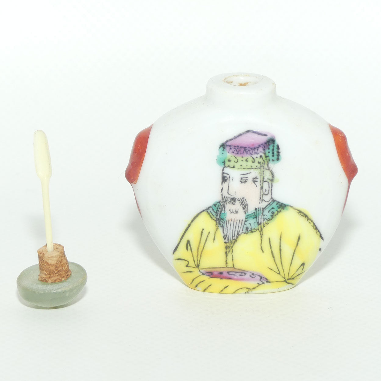 Chinese Snuff bottle | Round | Emporer both sides with Green stopper