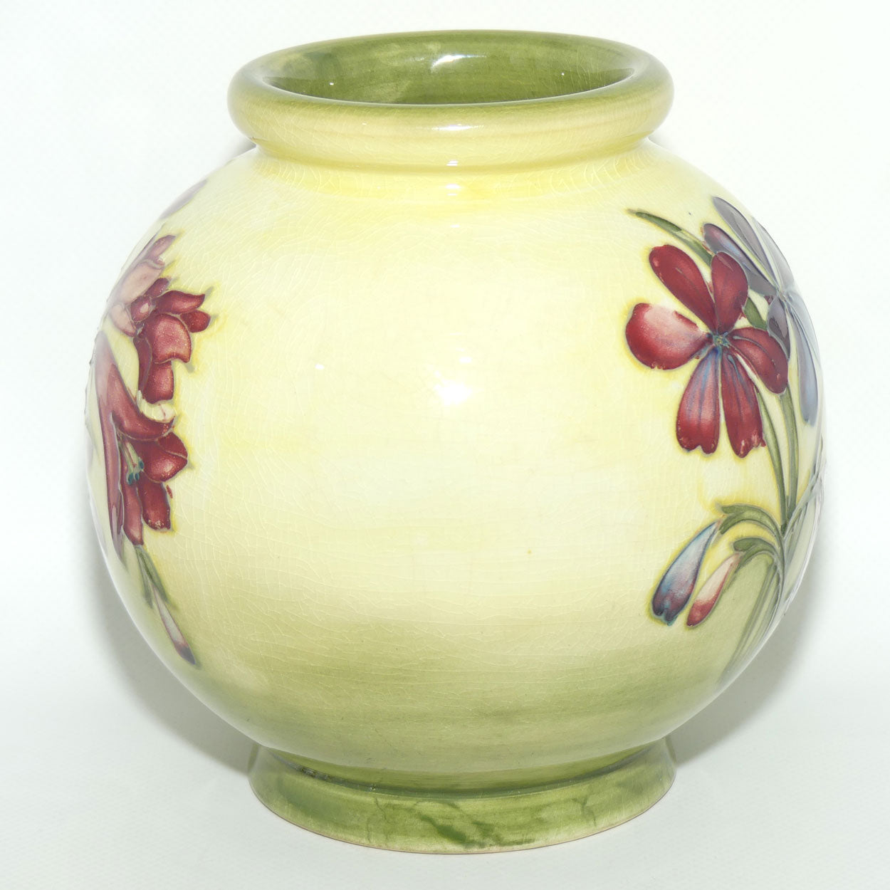 Walter Moorcroft Spring Flowers ball vase | Rare Yellow Ground