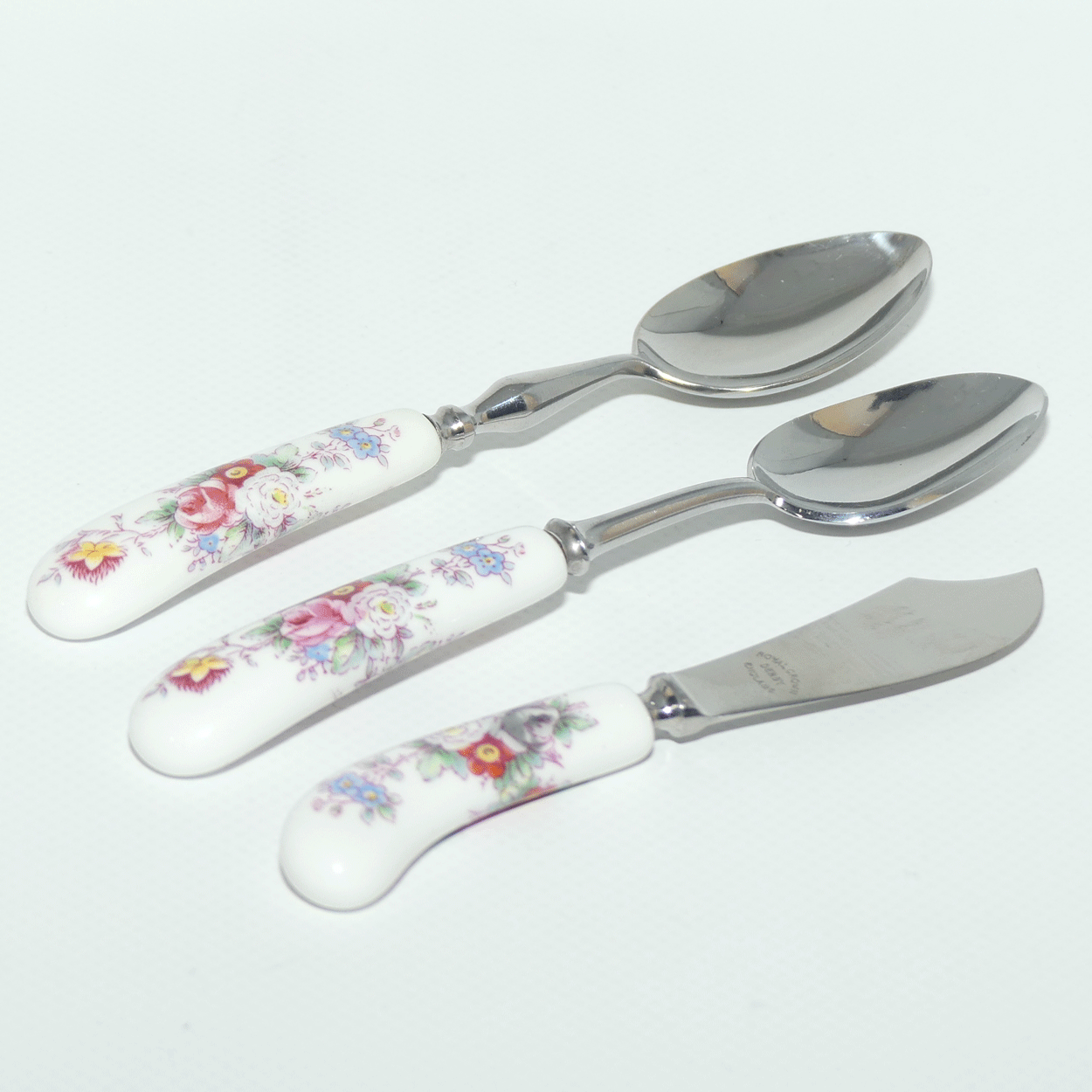 Royal Crown Derby Derby Posies jam spoon and butter knife set | 3 pieces