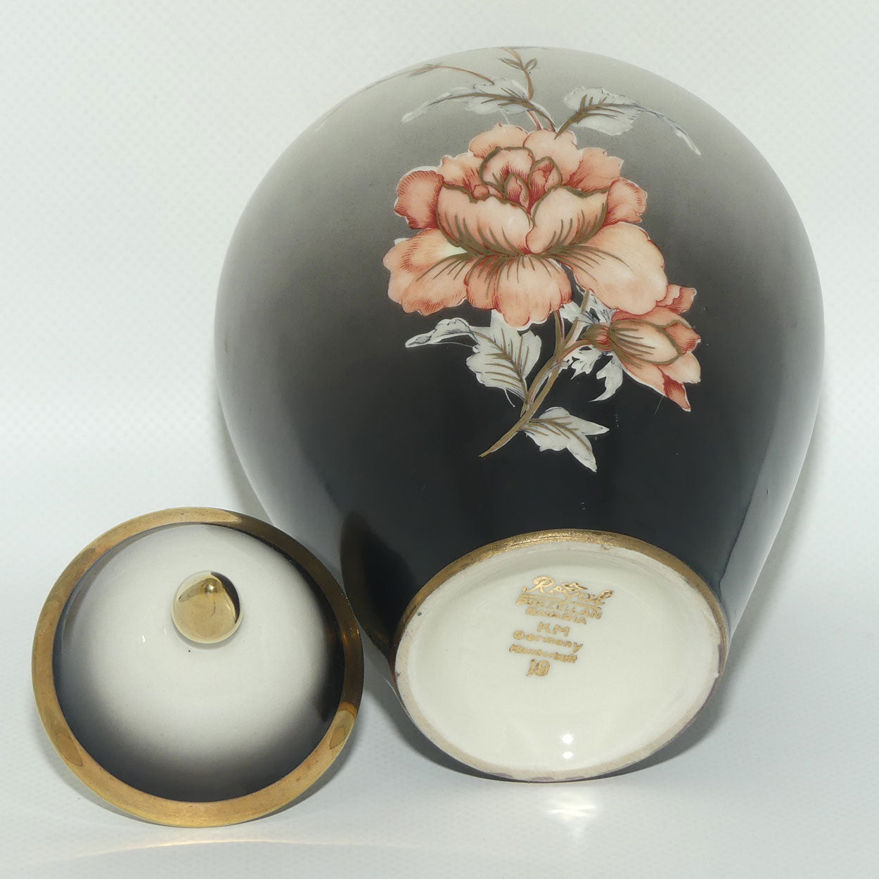 Royal Porzellan Bavaria KM Germany lidded floral decorated ginger jar