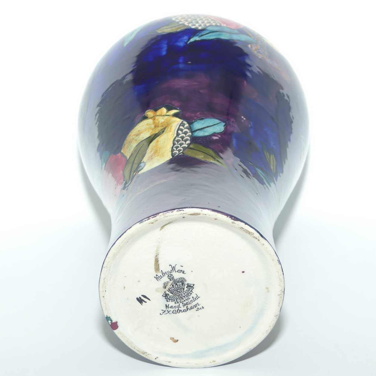 S Hancock and Sons Pomegranate design Rubens Ware vase signed FX Abraham