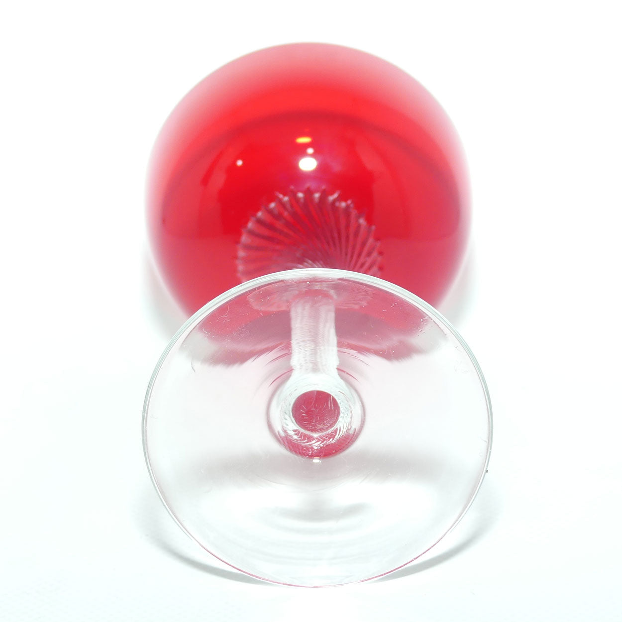 Ruby Glass set of 6 Champagne Saucers | Superb fine twist stems