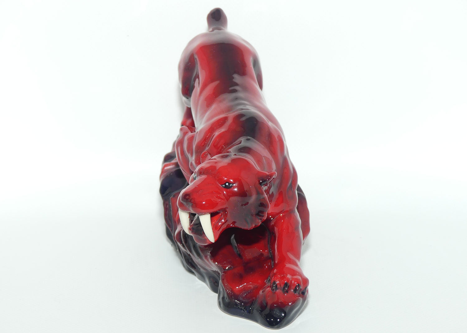 Peggy Davies Ceramics | Ruby Fusion Glaze | Tiger on Rock #2 | White Teeth