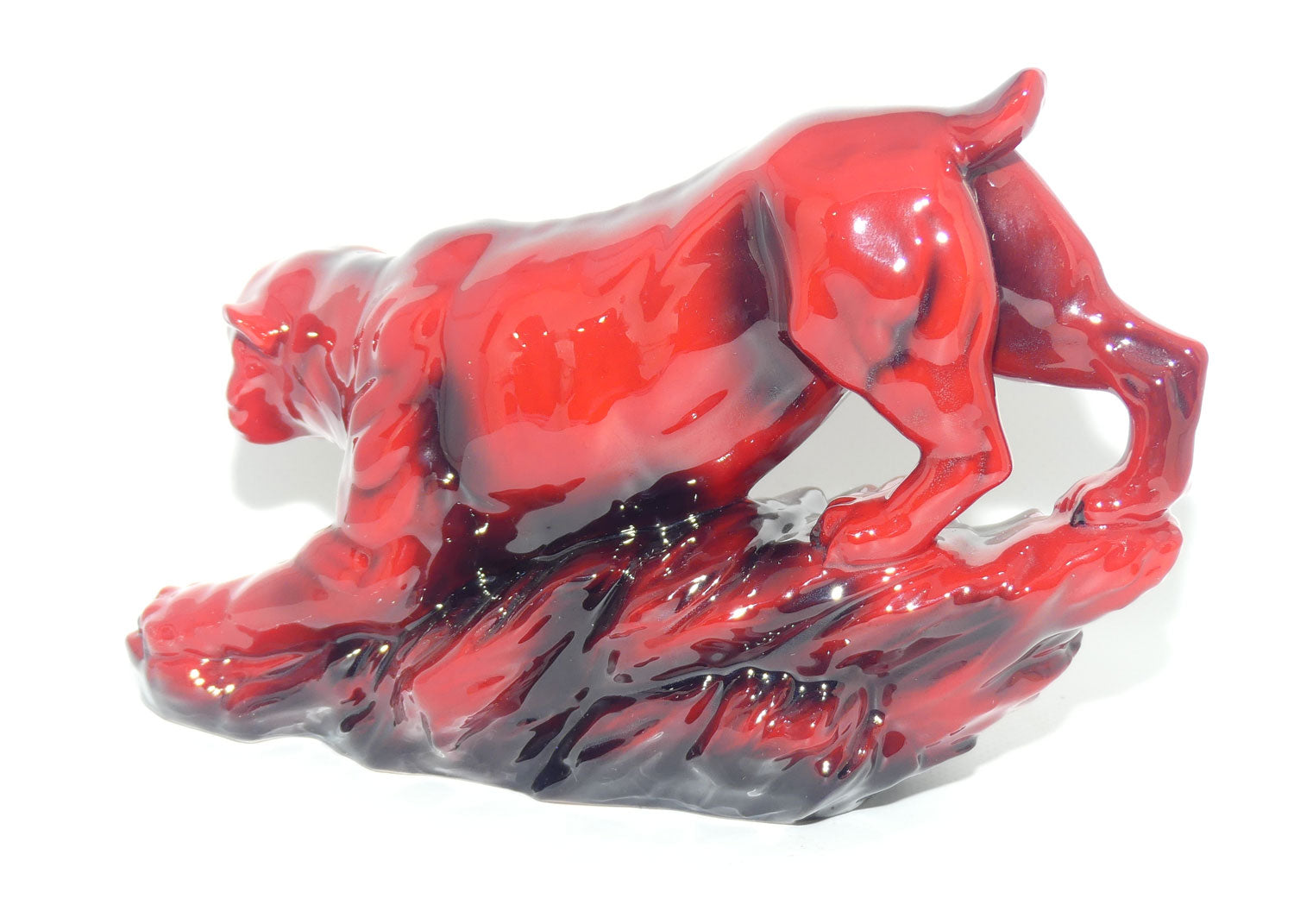 Peggy Davies Ceramics | Ruby Fusion Glaze | Tiger on Rock #2 | White Teeth