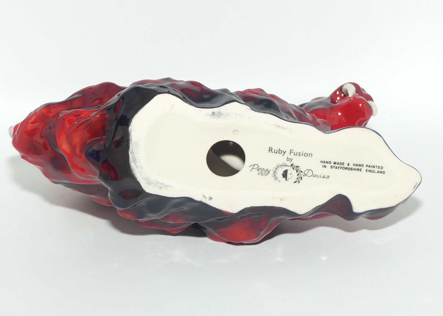 Peggy Davies Ceramics | Ruby Fusion Glaze | Tiger on Rock #2 | White Teeth