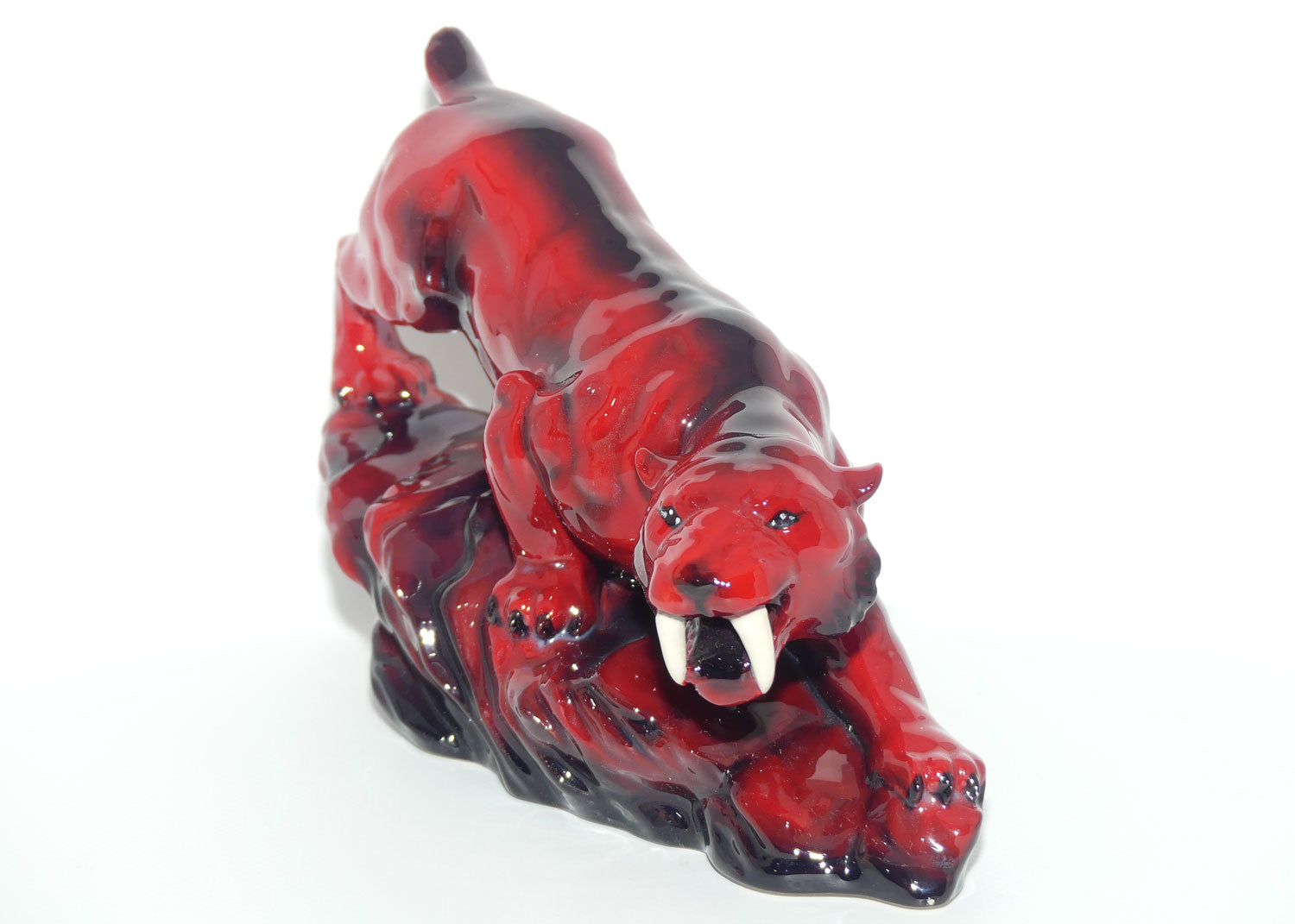 Peggy Davies Ceramics | Ruby Fusion Glaze | Tiger on Rock #3 | White Teeth