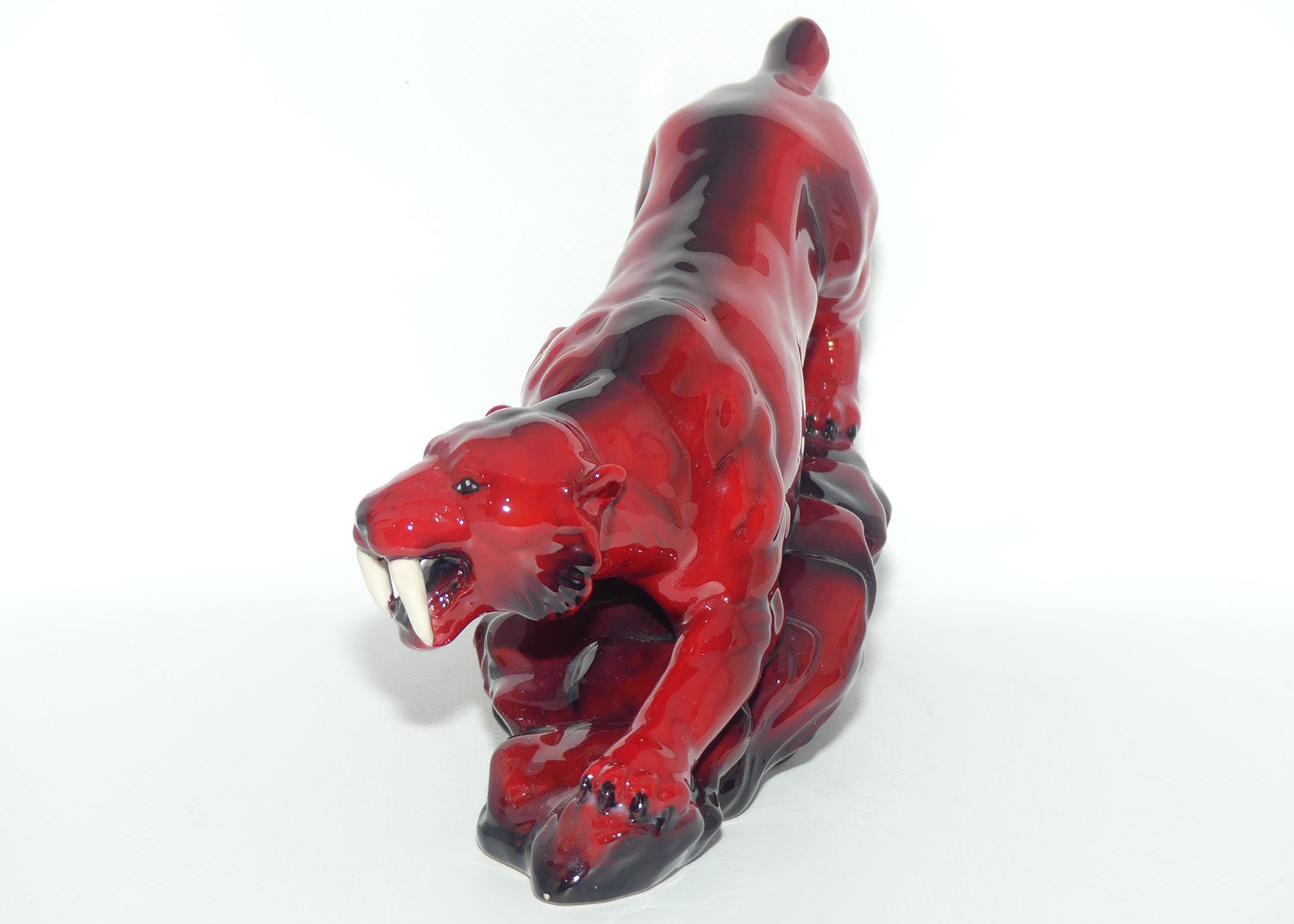 Peggy Davies Ceramics | Ruby Fusion Glaze | Tiger on Rock #3 | White Teeth