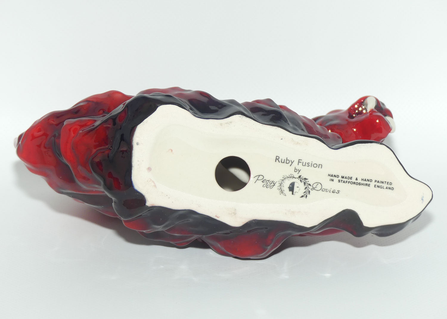 Peggy Davies Ceramics | Ruby Fusion Glaze | Tiger on Rock #3 | White Teeth
